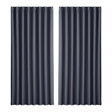 Artiss 2X Blockout Curtains Eyelet 300x230cm Charcoal